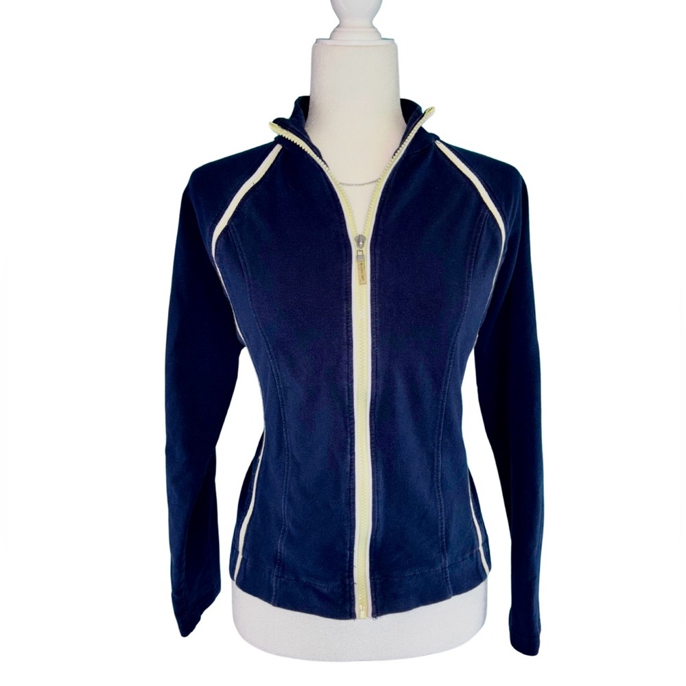 Bill Blass Navy Blue Tracksuit Y2K Athleisure Wear Jacket & Pants Women’s Size L - Picture 1 of 6